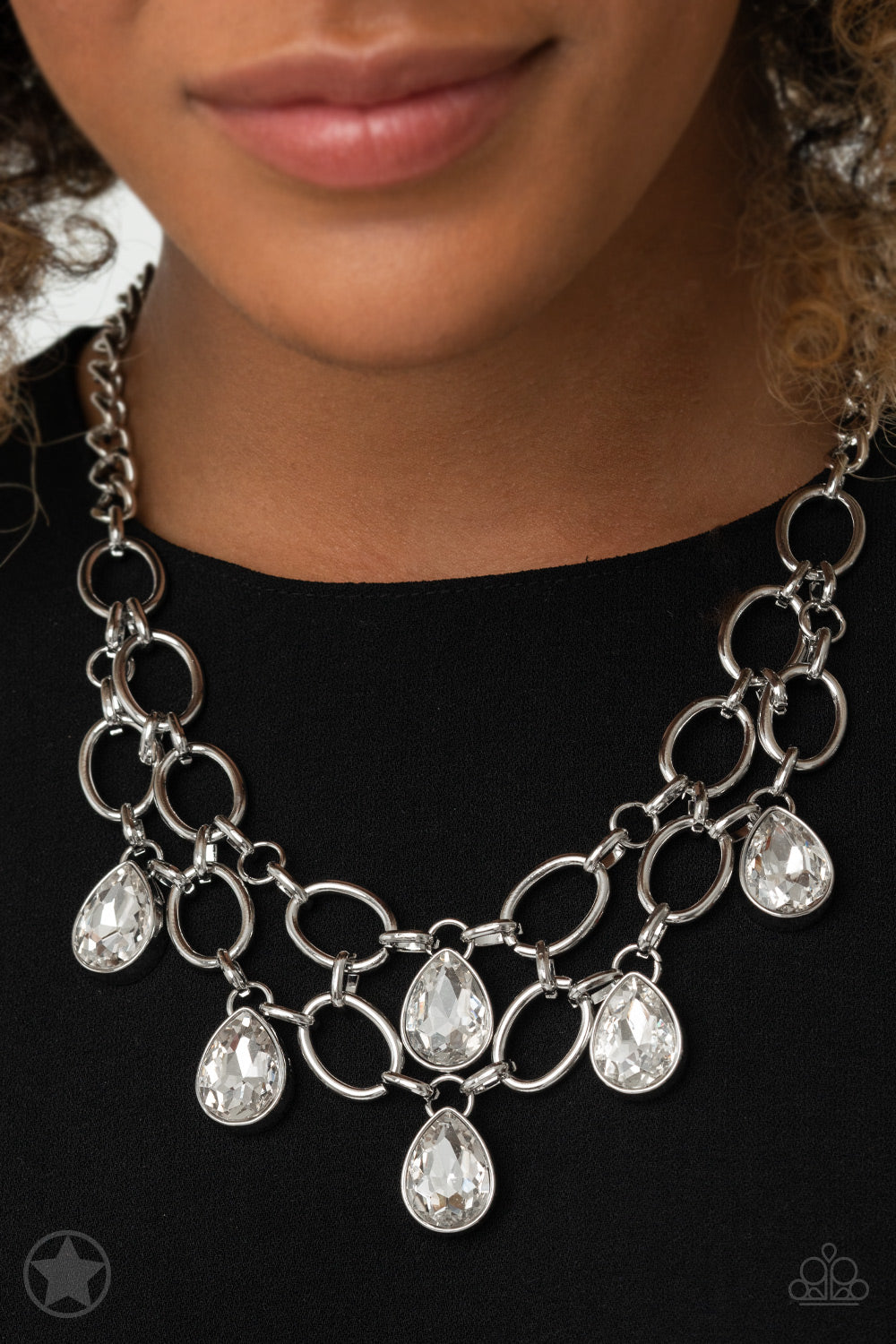 Show-Stopping Shimmer - White Blockbuster Necklace