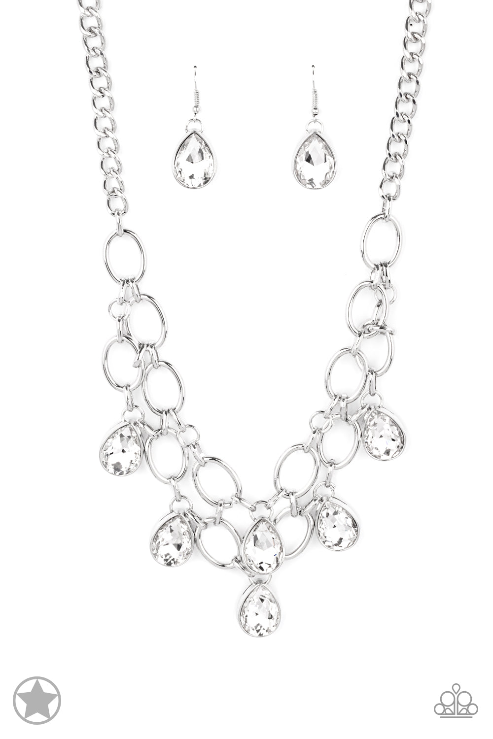 Show-Stopping Shimmer - White Blockbuster Necklace