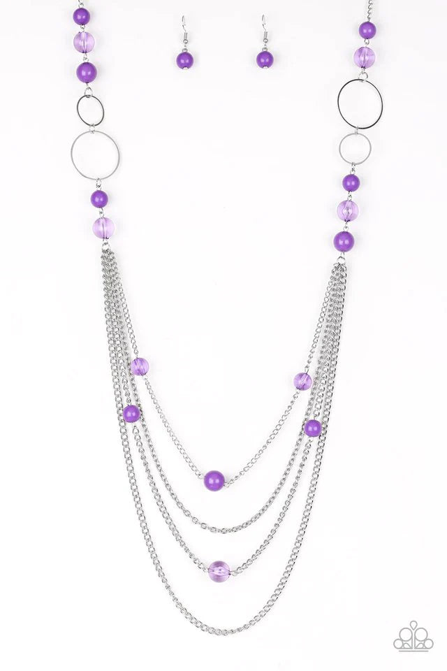 Bubbly Bright - Purple Necklace