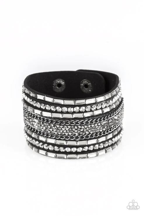 Rhinestone Rumble - Black Bracelet