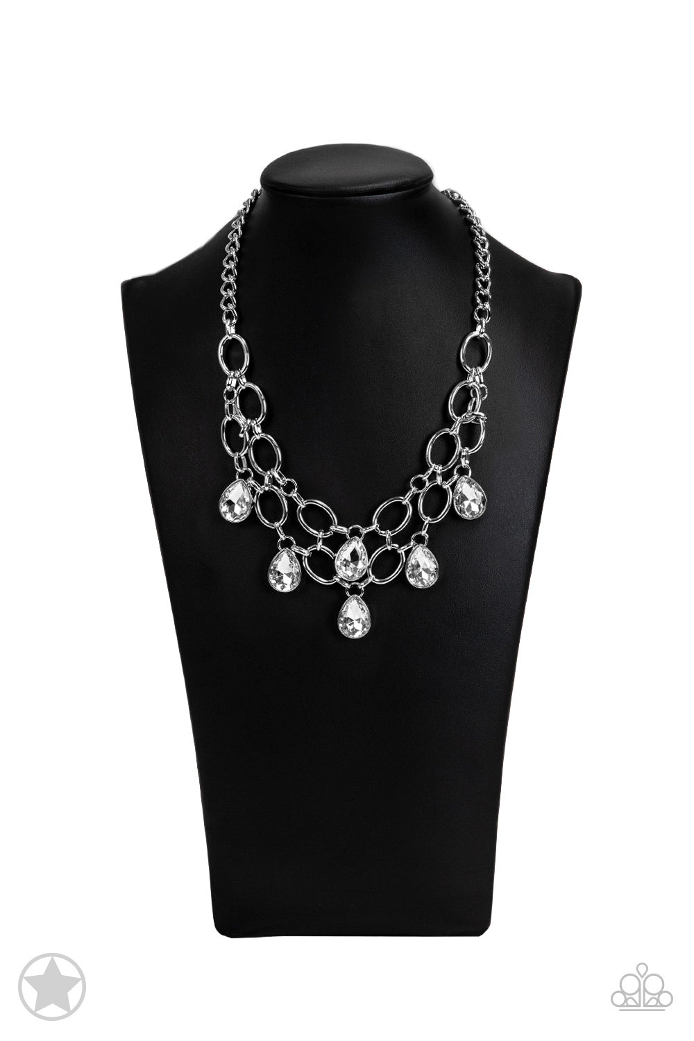 Show-Stopping Shimmer - White Blockbuster Necklace