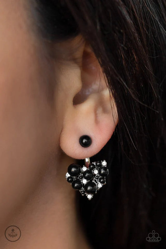Star-Studded Success - Black Post Earring