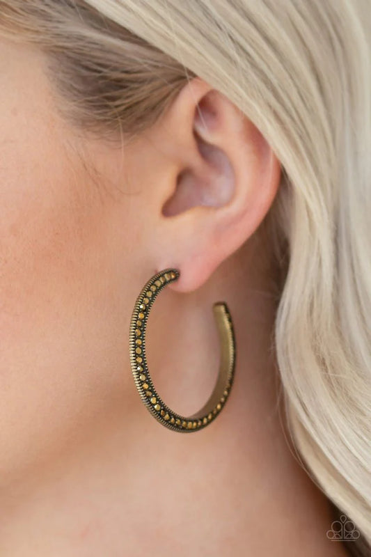 Dazzling Diamond-naire - Brass Hoop Earring