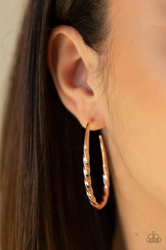 Twisted Edge - Rose Gold Hoop