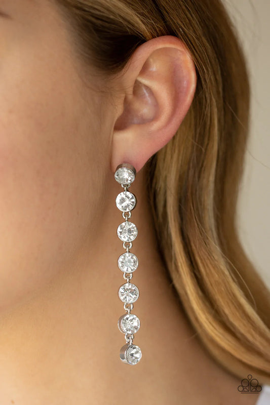 Dazzling Debonair - White Post Earring