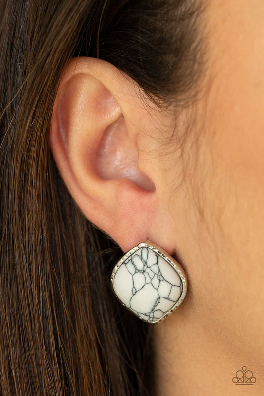 Marble Marvel - White Post Earring
