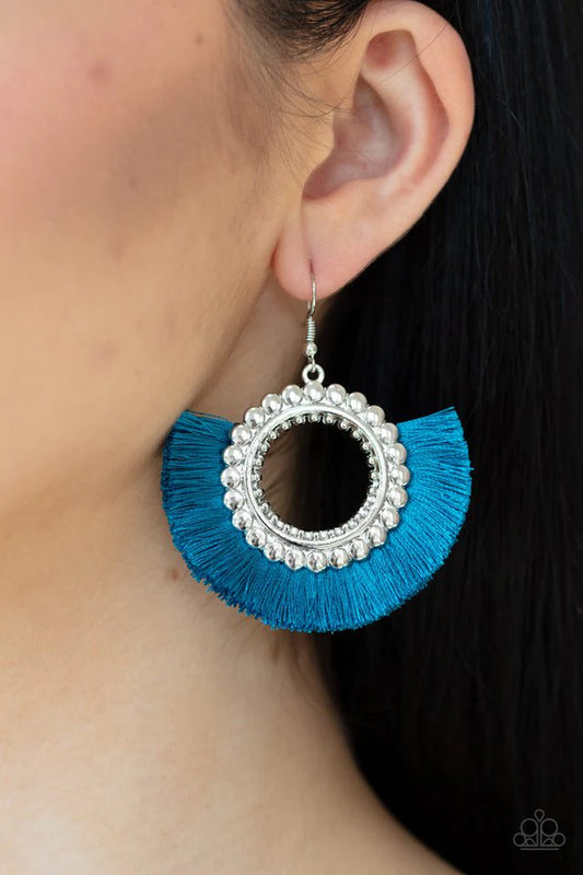 Fringe Fanatic - Blue Earring