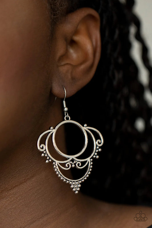Metallic Macrame - Silver Earring