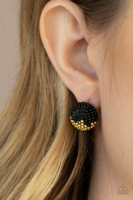 As Happy As Can BEAD - Black Post Earring