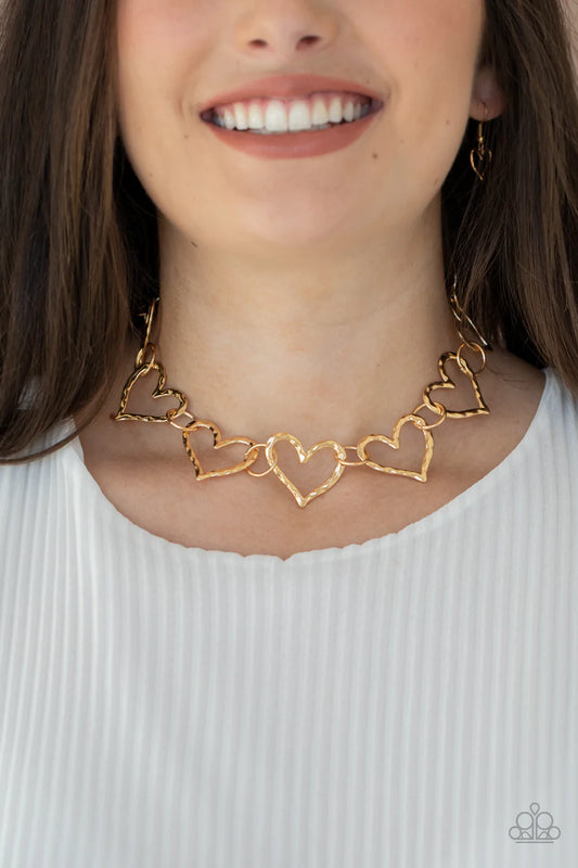 Vintagely Valentine - Gold Choker Necklace