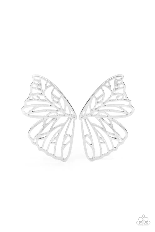 Butterfly Frills - Silver Post Earring