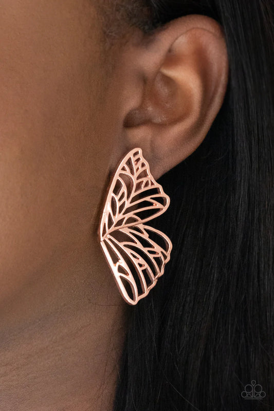 Butterfly Frills - Copper Post Earring
