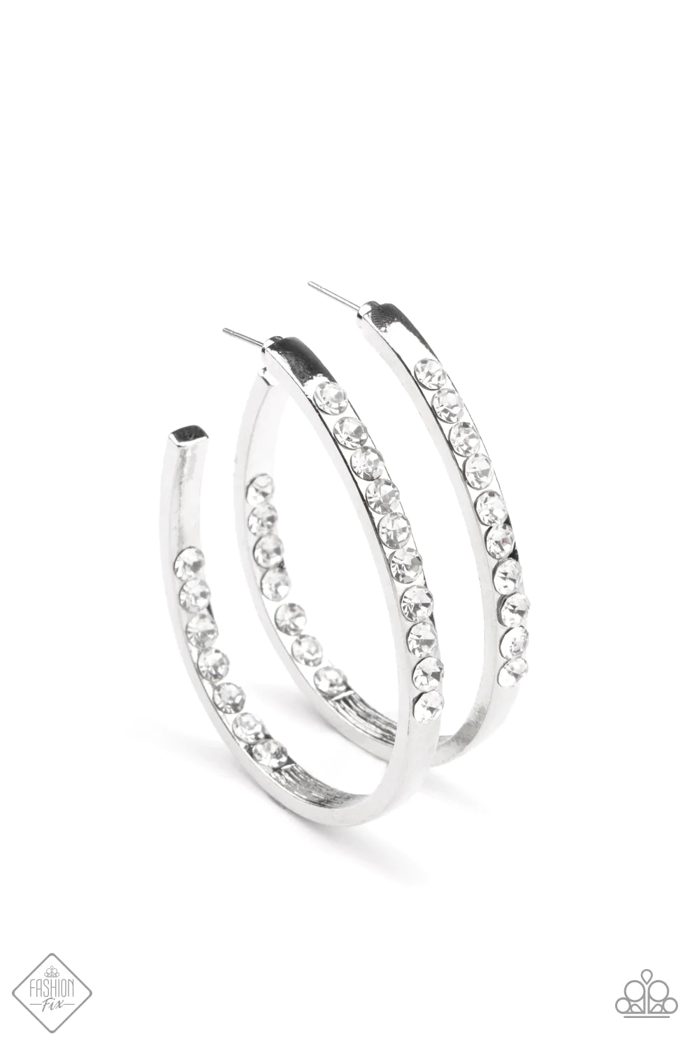Borderline Brilliance - White Hoop Earring