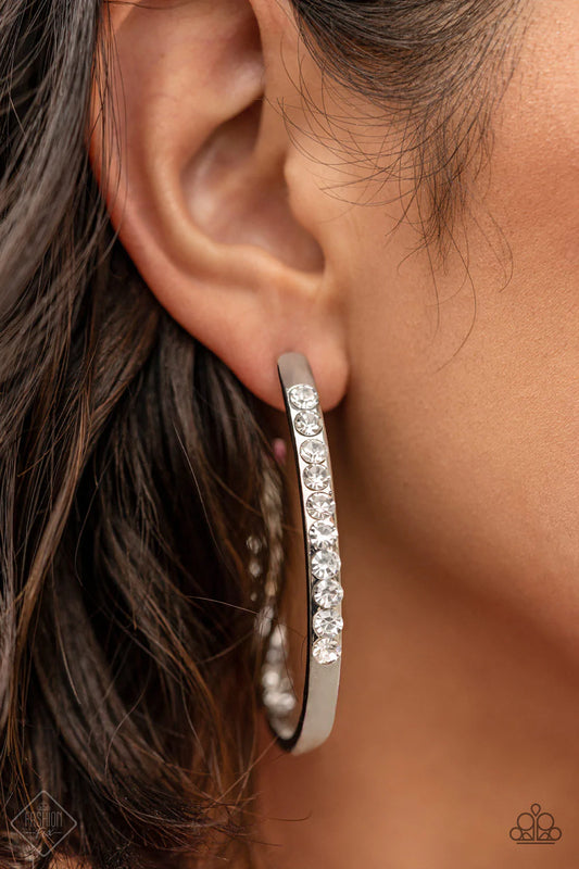 Borderline Brilliance - White Hoop Earring
