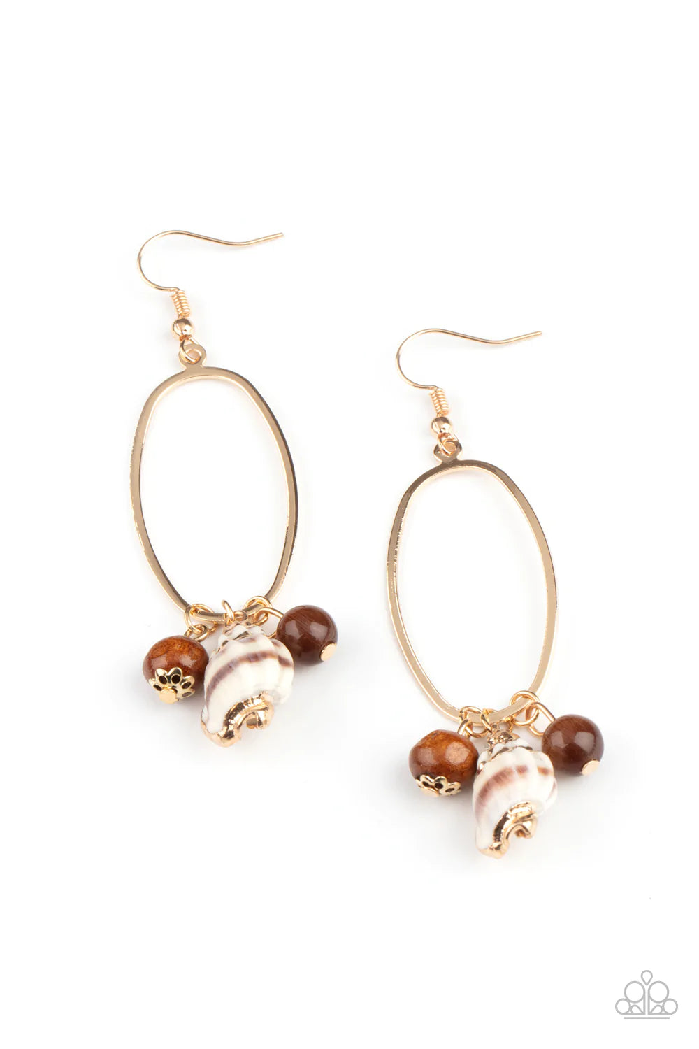 Gold Grotto - Brown Earring