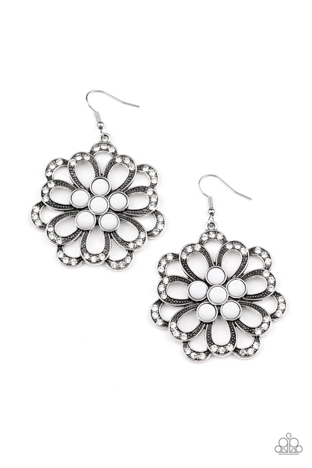 Dazzling Dewdrops - White Earring
