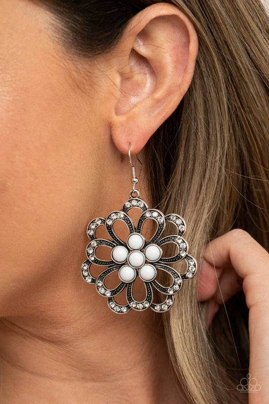 Dazzling Dewdrops - White Earring