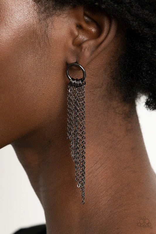 Divinely Dipping - Black Post Earring