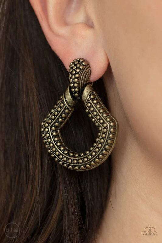 Better Buckle Up - Brass Clip-On Earring