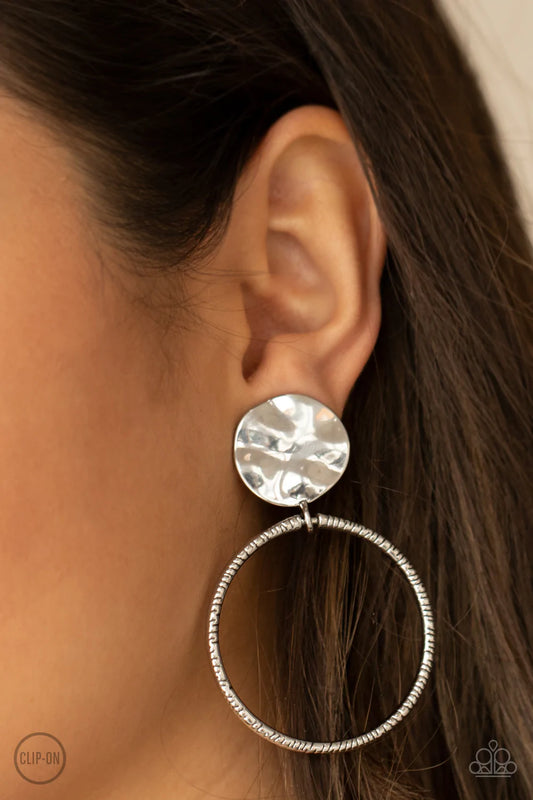 Undeniably Urban - Silver Clip-On Earring