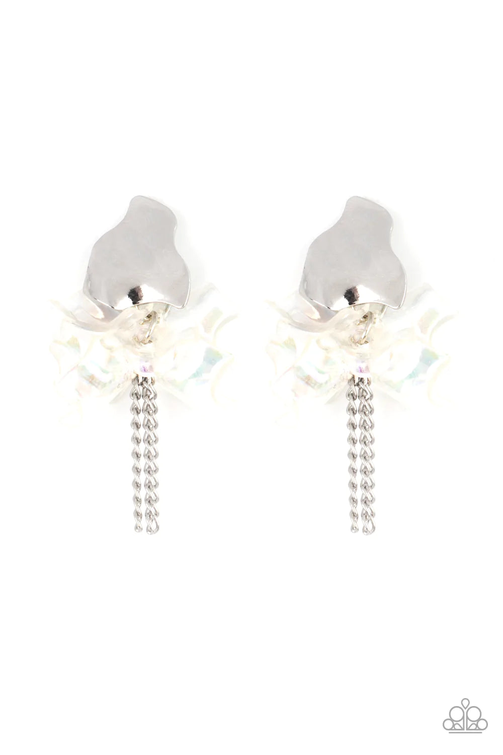 Harmonically Holographic - White Post Earring