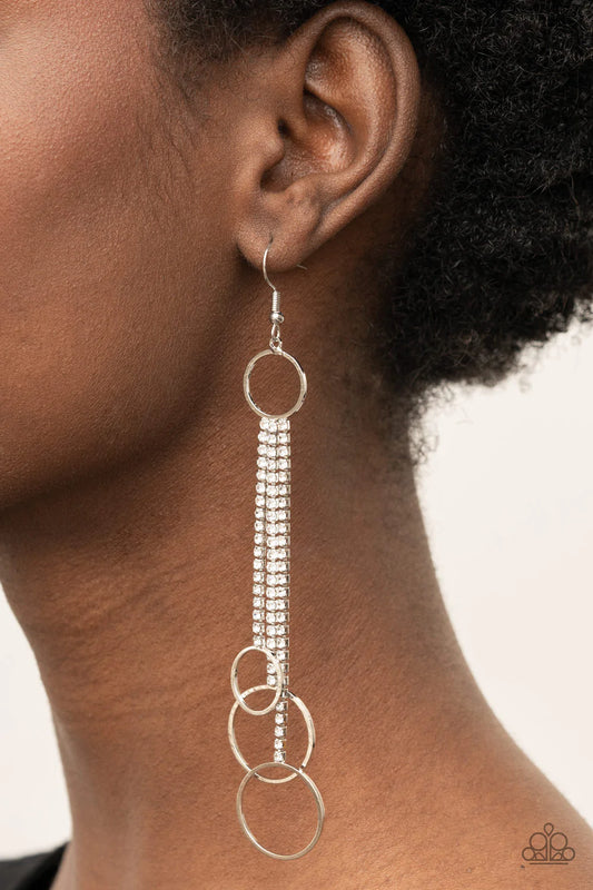 Demurely Dazzling - White Earring