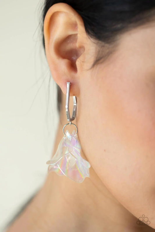 Jaw-Dropping Jelly - Silver Hoop Earring