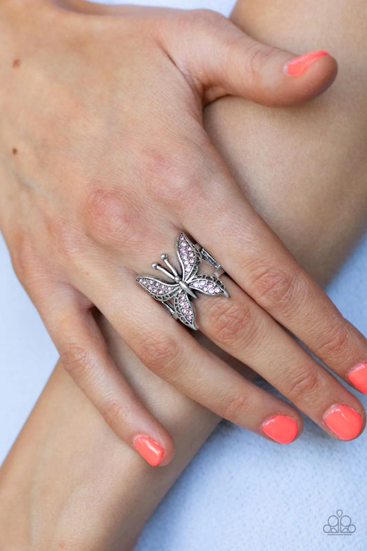 Bling Out Butterfly - Pink Ring