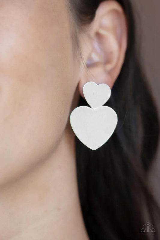 Heart-Racing Refinement - Silver Post Earring