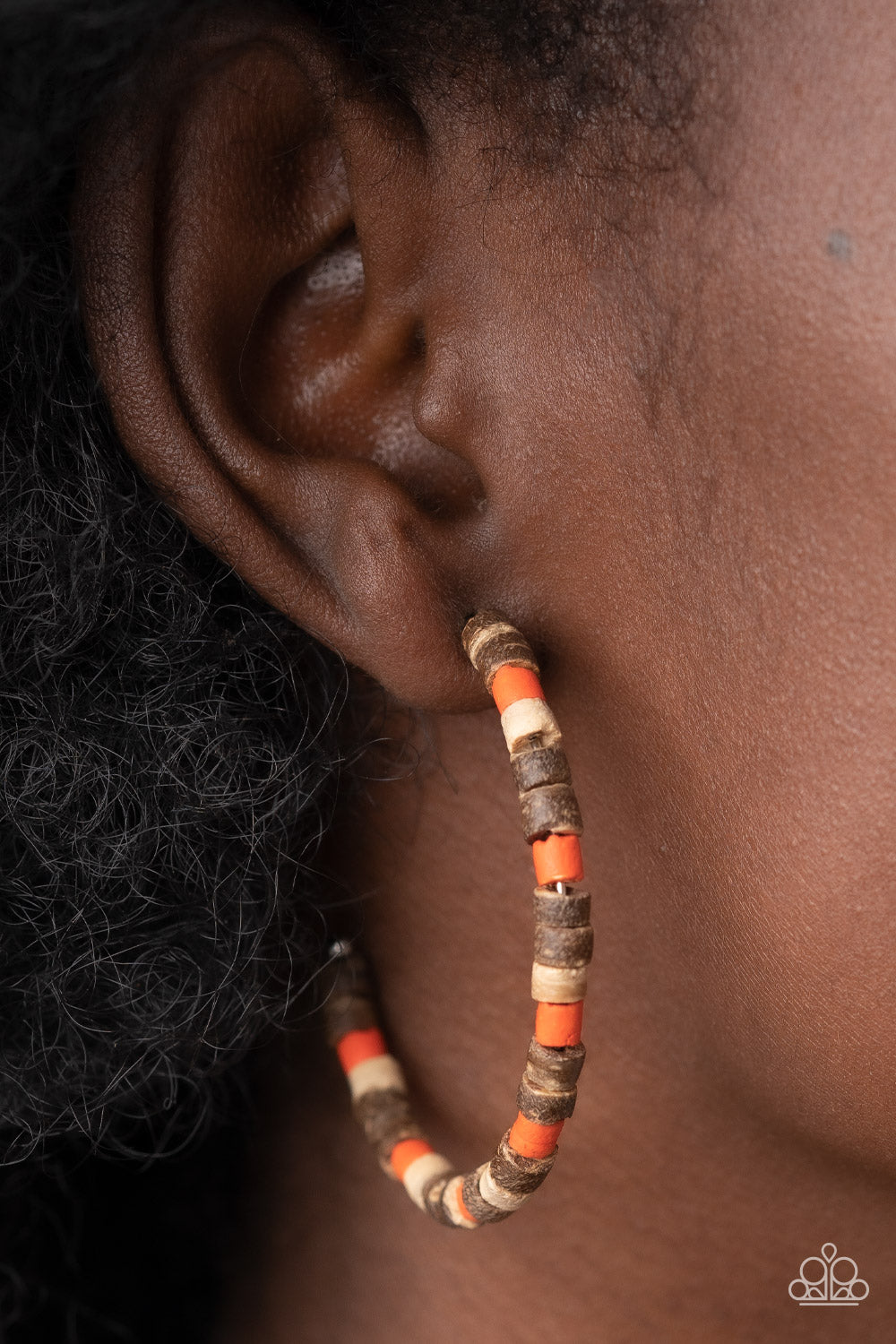 Effortlessly Earthy - Orange Hoop Earring