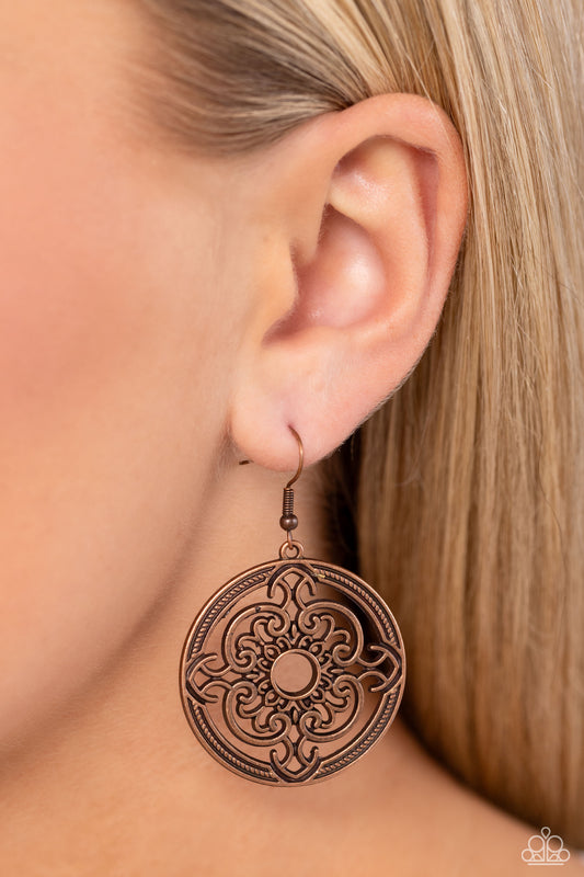 Mandala Meditation - Copper Earring