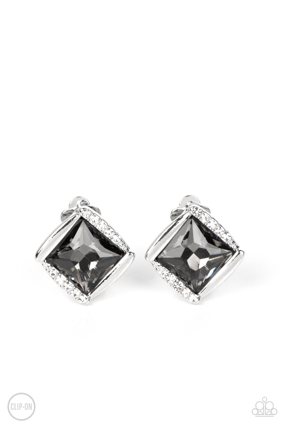 Sparkle Squared - Silver Clip-On Earring