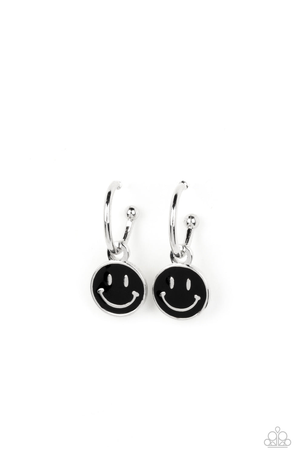 Subtle Smile - Black Hoop Earring