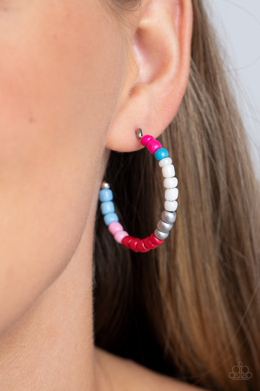 Multicolored Mambo - Pink Multi Hoop Earring