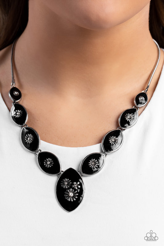 Pressed Flowers - Black Necklace