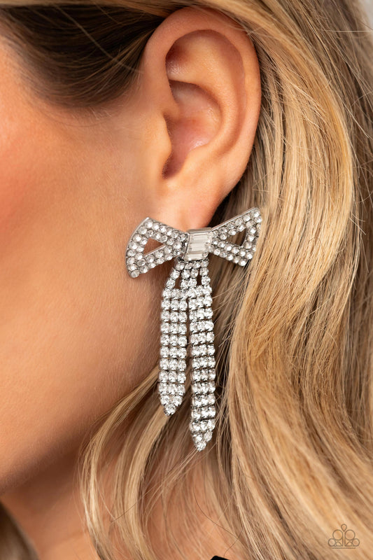 Just BOW With It - White Post Earring