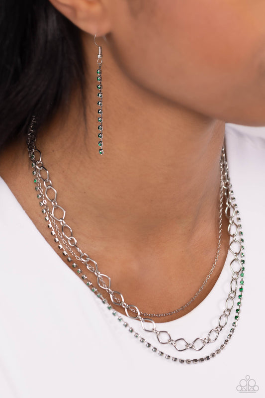 Tasteful Tiers - Green Necklace