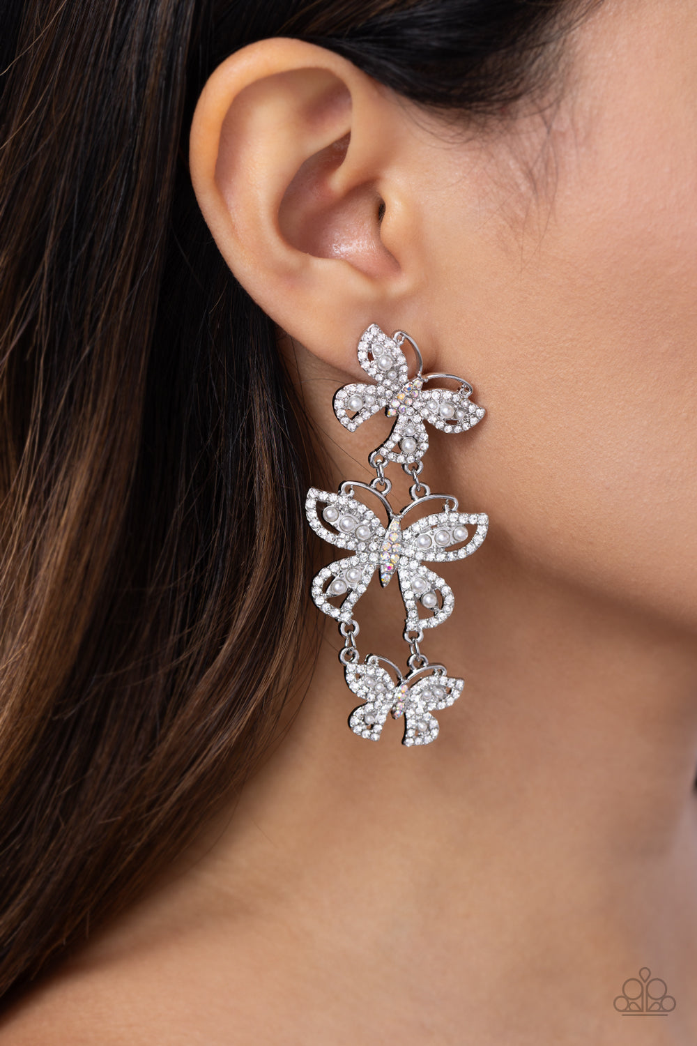 Fluttering Finale - White Post Earring