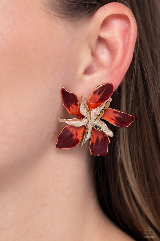 Warped Wallflower - Red Post Earring