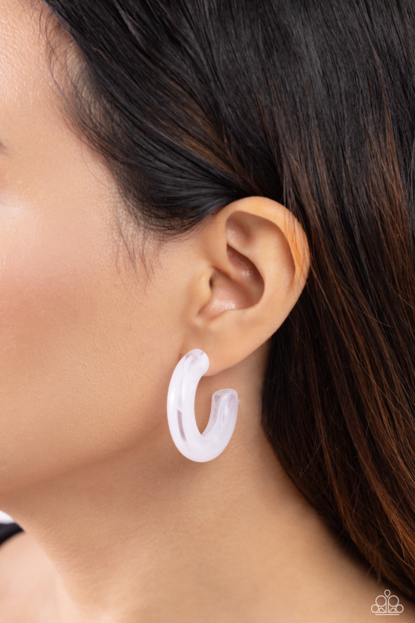 Glassy GAZE - White Hoop Earring