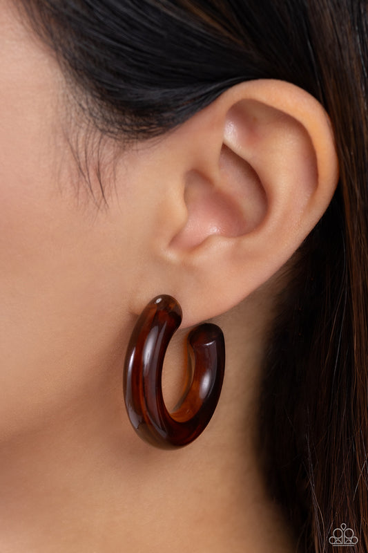 Glassy GAZE - Brown Hoop Earring