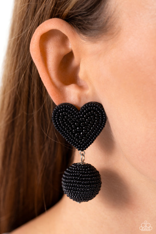 Spherical Sweethearts - Black Post Earring