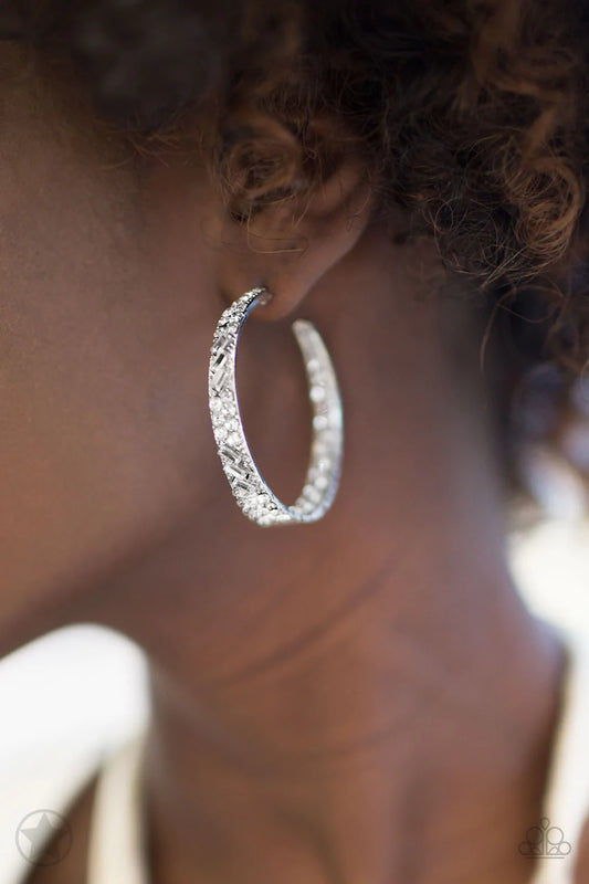 GLITZY By Association - White Blockbuster Hoop Earring