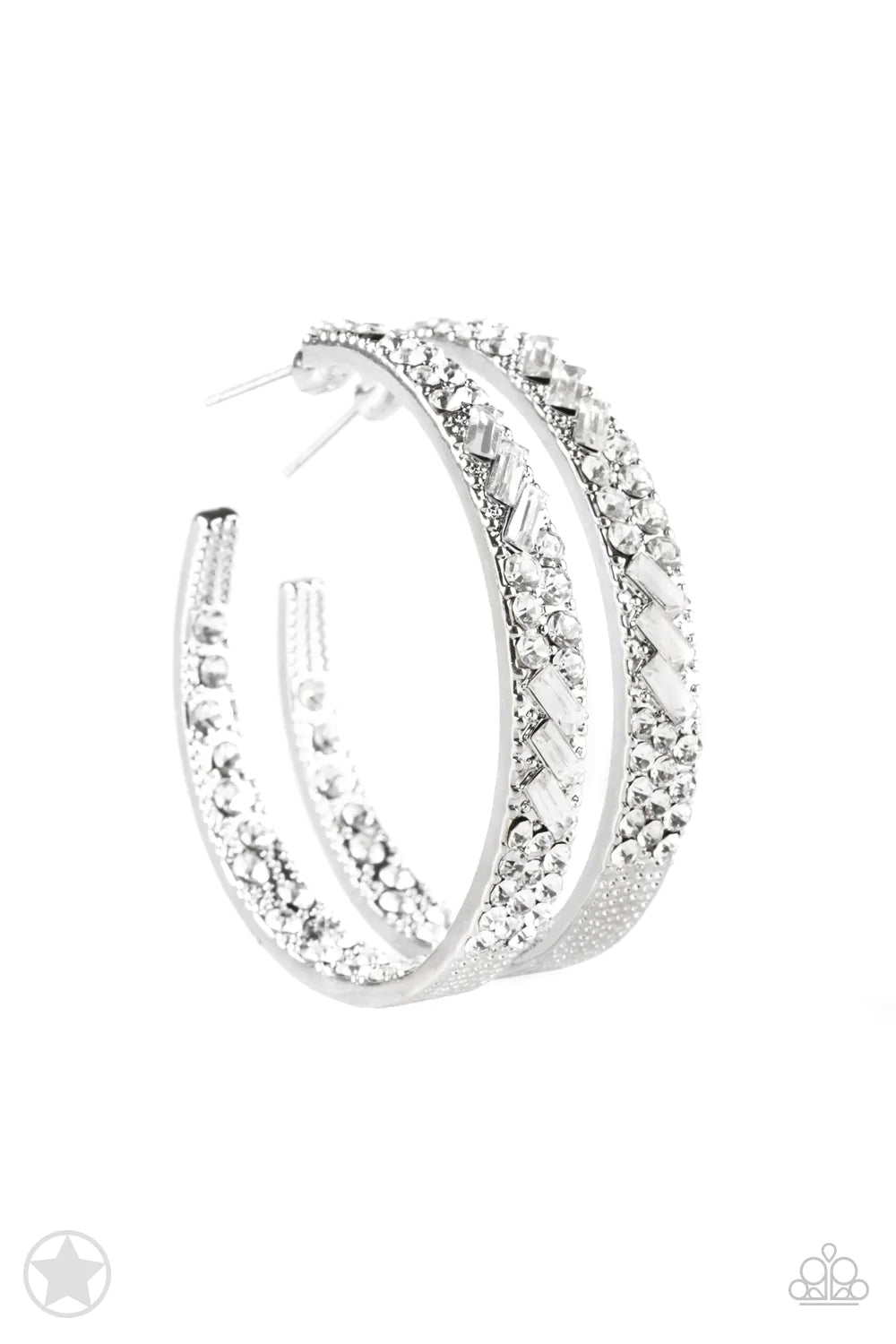 GLITZY By Association - White Blockbuster Hoop Earring
