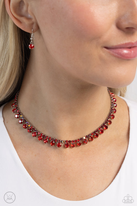 Ritzy Rhinestones - Red Choker Necklace