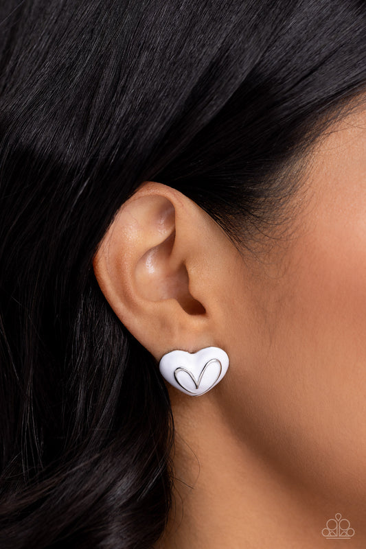 Glimmering Love - White Post Earring