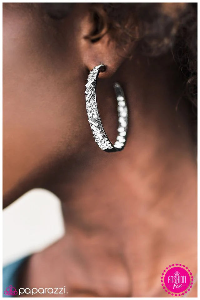 GLITZY By Association - Gunmetal Blockbuster Hoop Earring