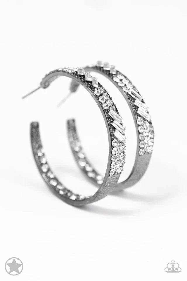 GLITZY By Association - Gunmetal Blockbuster Hoop Earring