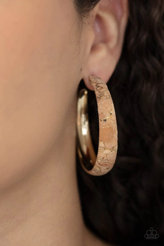 A CORK In The Road - Gold Hoop Earring