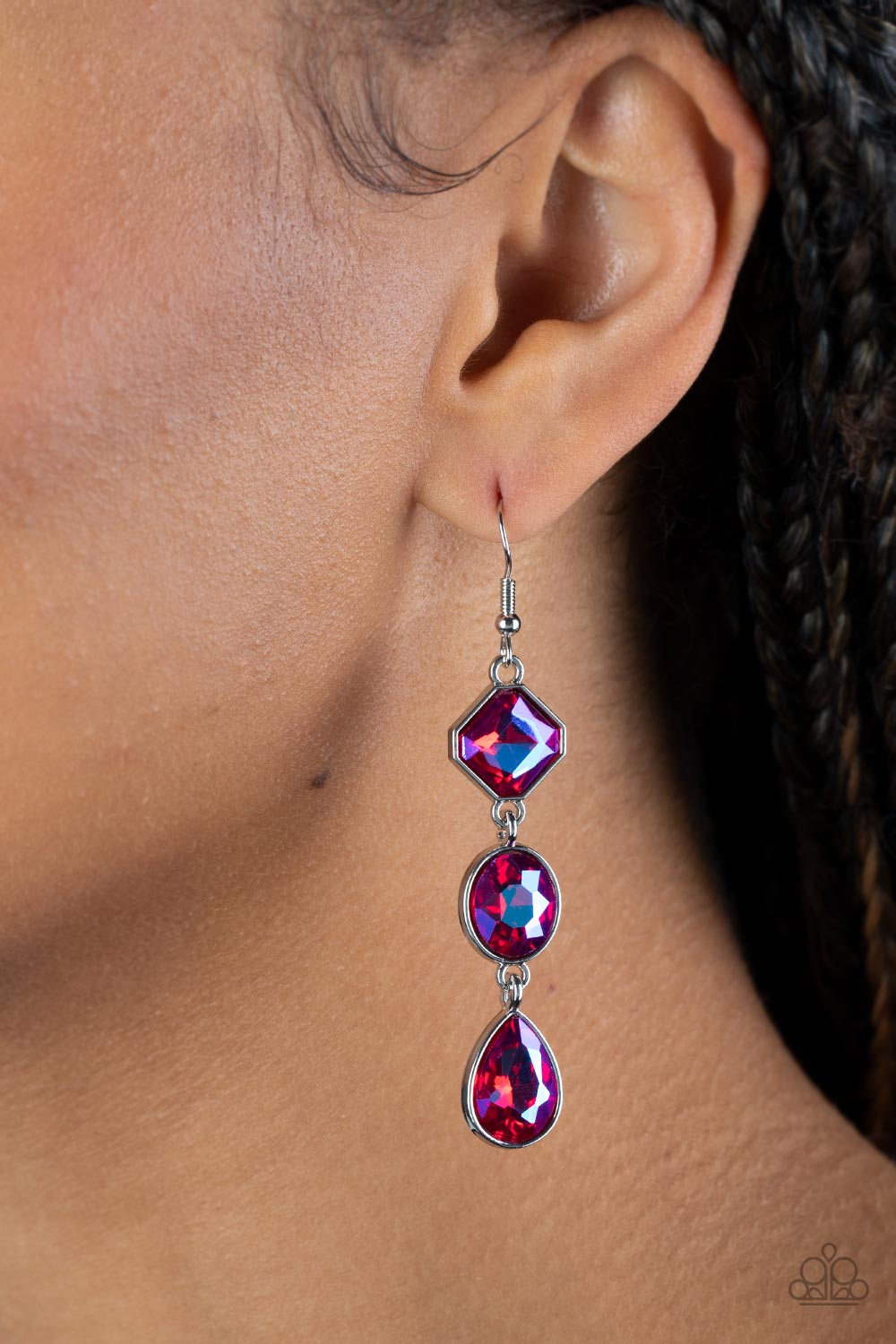 Reflective Rhinestones - Pink Earring